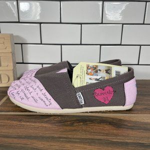 Toms Classic Womens Size 5 Shoes Ash Canvas Pink Proverbs 31 Slip On Flats NEW